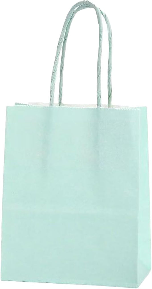 ADIDO EVA 25 Pcs Macaron Green Gift Bags Small Paper Bags with Handles for Party Favor (8.2 x 6 x 3.1 in)