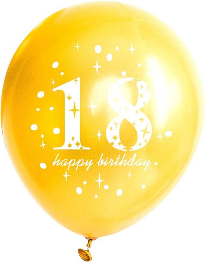 SHUNTAI 18th Birthday Balloons Gold and Black 18th Birthday Decorations,Latex Gold Confetti Balloon for Boys Girls 18 Year Old Anniversary Theme Party Supplies 15 Pieces 12 Inch