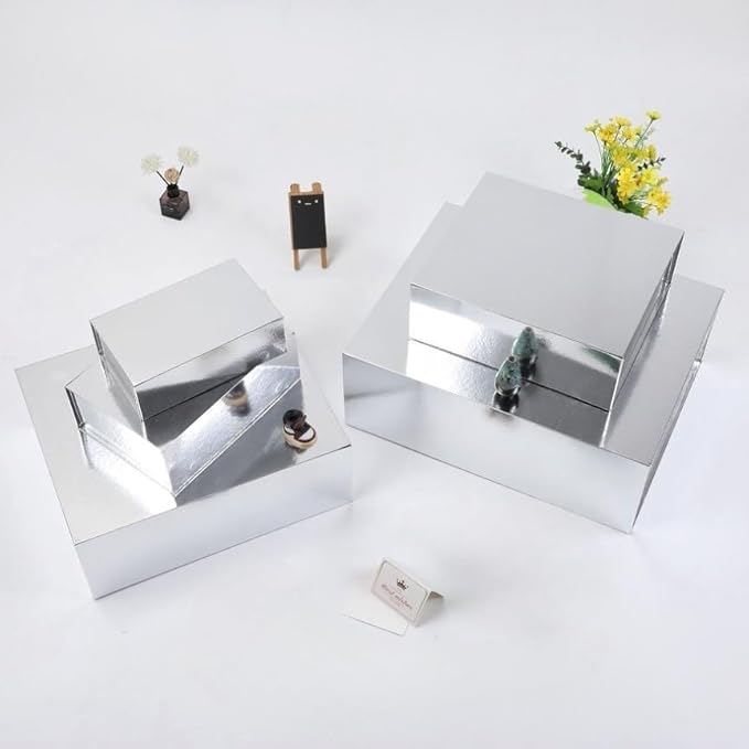UoeRing 6 Pack Silver Gift Box Large 13.5x11.8x4.7 inch Luxury Bridesmaid Proposal Box for Presents with Magnetic Closure Lid Collapsible,Contains Card, Ribbon, Tissue Paper,Shredded Paper Filler