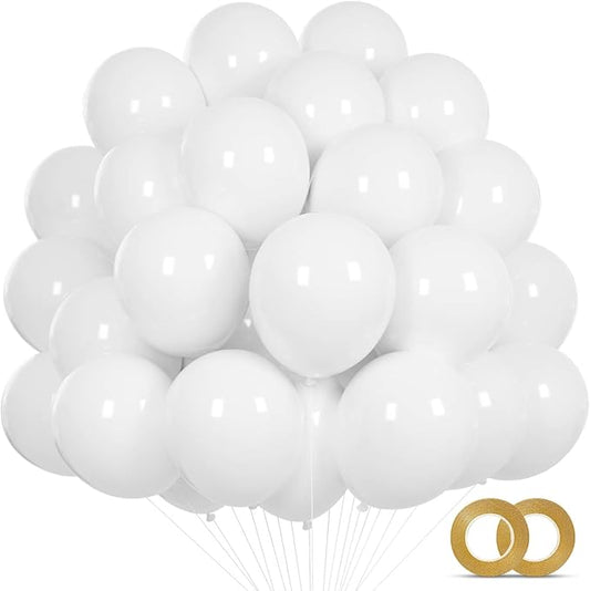 White Balloons 110Pcs, 5 Inch Small White Latex Party Balloons, Mini Thick White Balloons for Wedding Birthday Baby Shower Decorations.