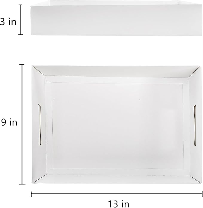 Frcctre 30 Pack 13" L X 9" W X 3" H Disposable Cardboard Serving Trays, Large White Paper Cardboard Serving Platters Food Trays for Snacks, Fruits, Cookies, Desserts, Appetizers, Veggies