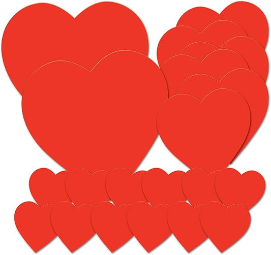 Beistle Printed Cardstock Paper Heart Cut Outs 20 Piece Valentine's Day Decorations, 4", 8.5", 12", Red