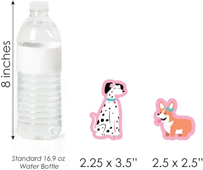 Big Dot of Happiness Pawty Like a Puppy Girl - Dessert Cupcake Toppers - Pink Dog Baby Shower or Birthday Party Clear Treat Picks - Set of 24