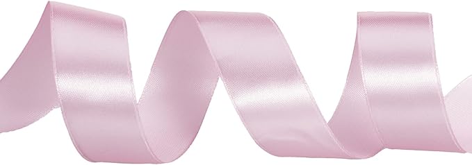 YASEO 1 Inch Pink Solid Satin Ribbon, 50 Yards Craft Fabric Ribbon for Gift Wrapping Floral Bouquets Wedding Party Decoration