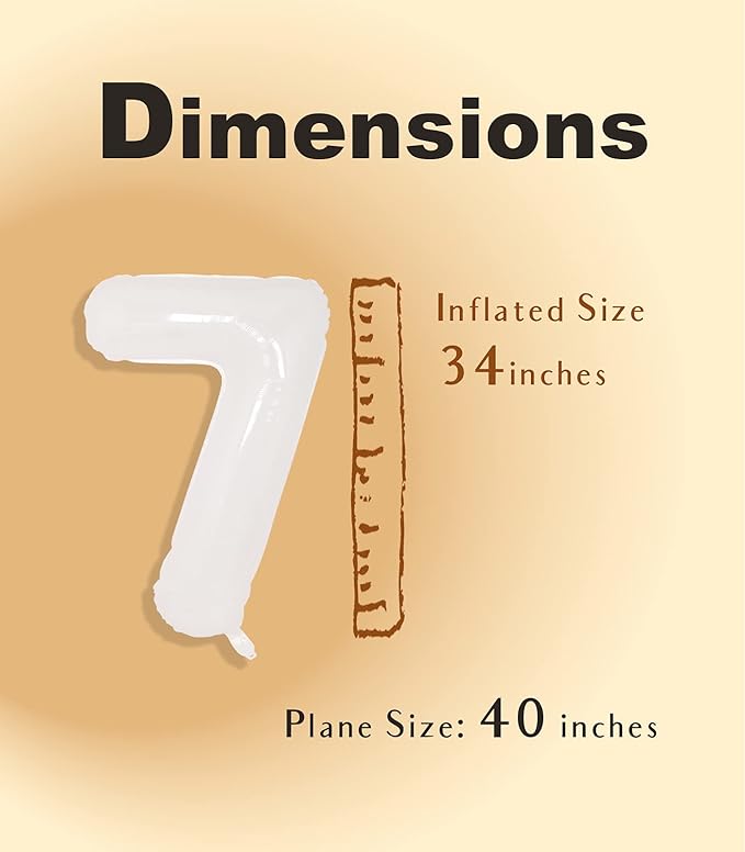 SUWEN 40 Inch White Large 7 Balloon Number Big Foil Helium Number Balloons 0-9 Giant Jumbo Happy 7th Birthday Party Decorations for Boy or Girl Huge Mylar Anniversary Party Supplies