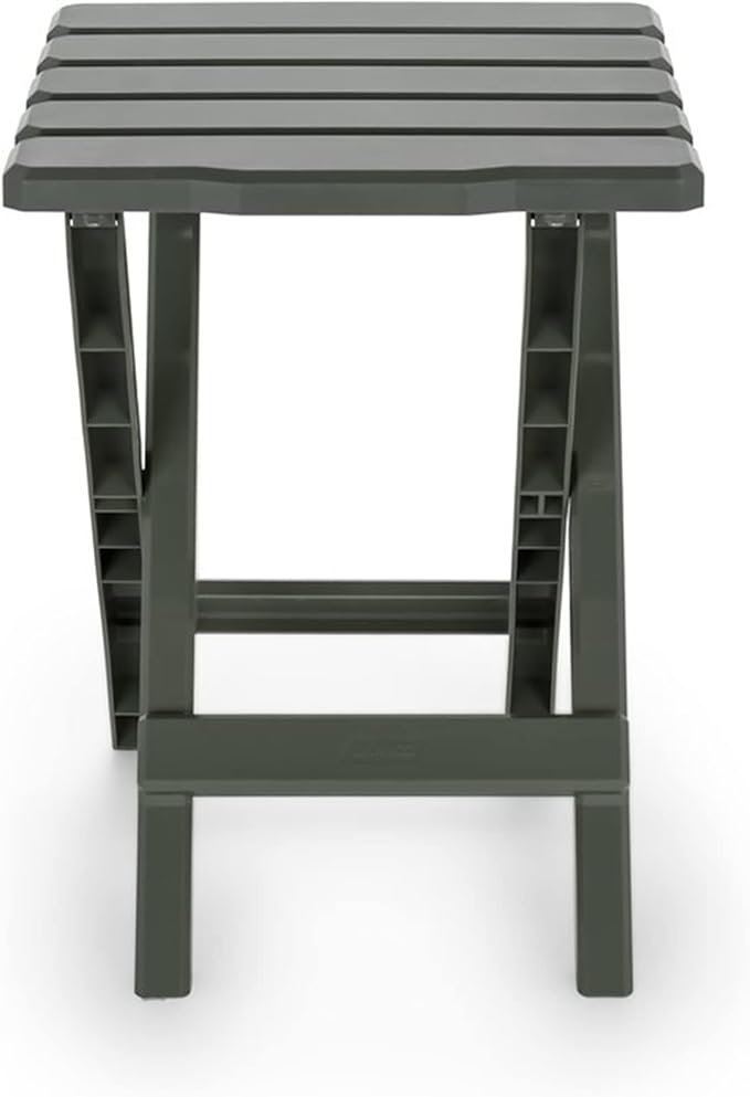 Camco Adirondack Portable Outdoor Camping Small Weatherproof Rustproof Durable Plastic Folding Side Table for Indoor and Outdoor Use, Sage (2 Pack)