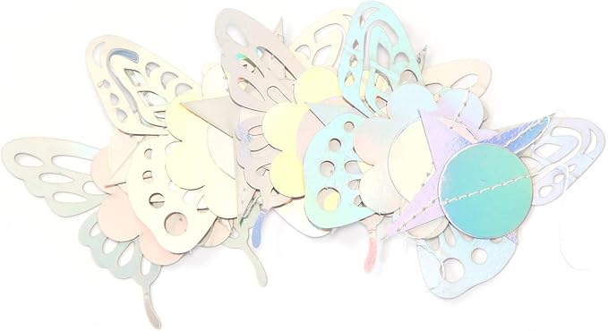 Iridescent Butterfly Girl-Birthday Party-Decorations Garland-Streamers - 52Ft Baby Shower Bachelorette Holographic Hanging Banner Decor,Engagement Garden Classroom Pastel Glitter Backdrop Huglony