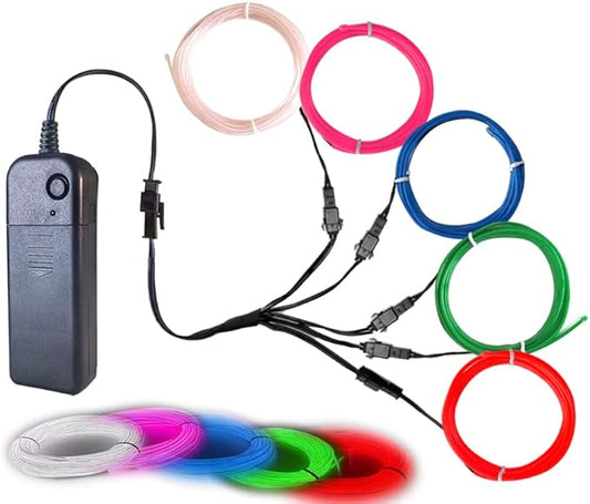 Neon Light 5-in-1 Meter Wire，Portable Battery Pack with Decorative Wire，Suitable for Birthday Parties，Thanksgiving and Other Occasions .(Colorful)