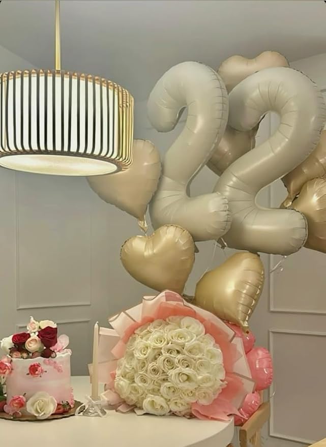 20 Cream Number Balloon 40 Inch, Large Happy 20th Birthday Decorations for Women, Foil Balloon Number for Wedding Marriage Proposa Big Events Family Reunions Party Supplies
