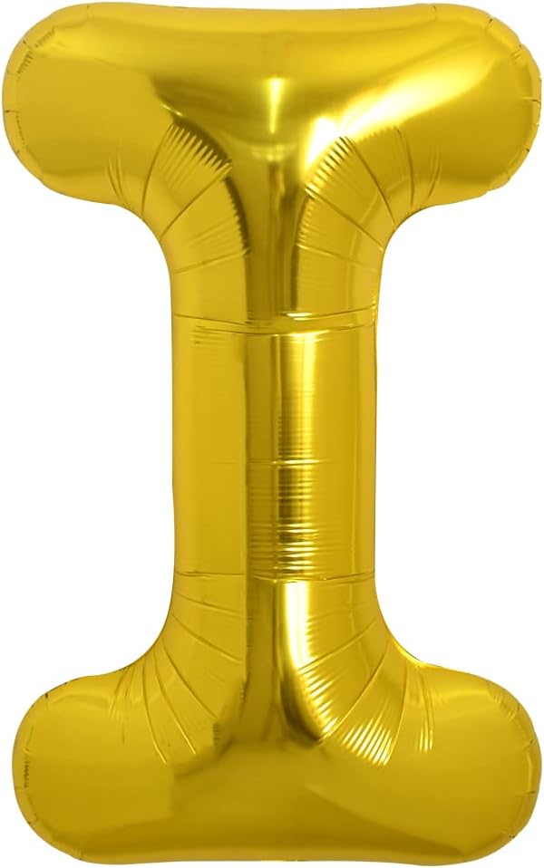 TONIFUL 40 Inch Large Gold Letter I Balloons - Helium Filled, Foil Mylar Big Balloons for 2026 New Year Eve Graduation Wedding Baby Shower Birthday Party & Anniversary Decorations