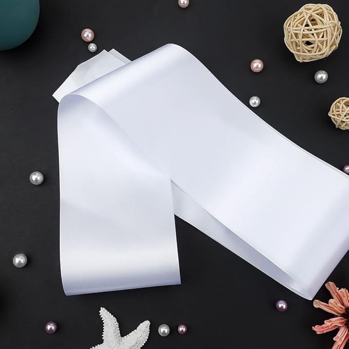 12 Pcs Sash Blank Satin Sash Party Decorations White Sash Plain Sash Bride to Be Sash Sashes for Birthday, Wedding, Graduation, DIY, Beauty Pageant, Hen Party, Homecoming, Make Your Own Sash