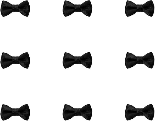 Tupalizy Mini Satin Ribbon Bows Small Craft Sewing Fabric Bows for Christmas Decoration Bow Ties Scrapbook Gift Bags Boxes Greeting Invitation Cards Wedding Party Favor, 20x10mm, 50PCS (Black)