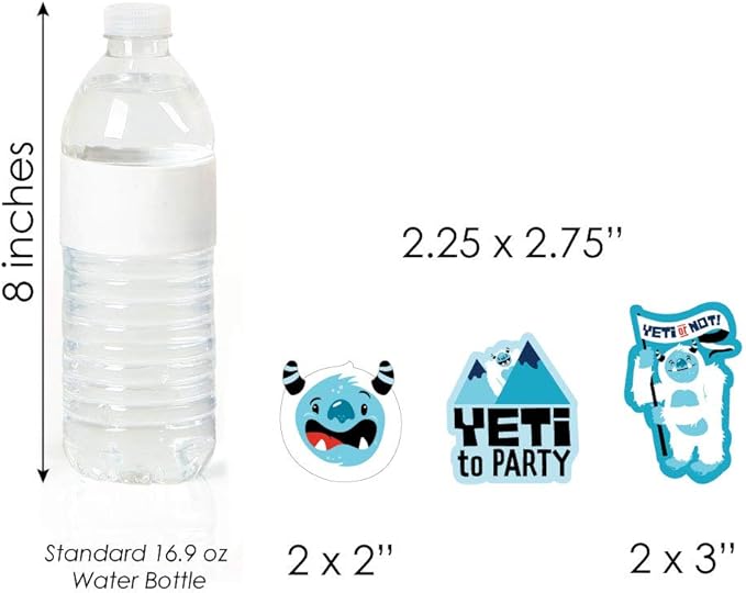 Big Dot of Happiness Yeti to Party - Dessert Cupcake Toppers - Abominable Snowman Party or Birthday Party Clear Treat Picks - Set of 24