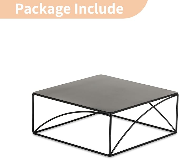 NUPTIO Cake Stand Dessert Display: Metal Cupcake Holder 10 Inch Pedestal Stands Black Food Risers for Wedding Party Halloween Birthday Event Kitchen Table Baby Shower Square Buffet Vase Plant Stand