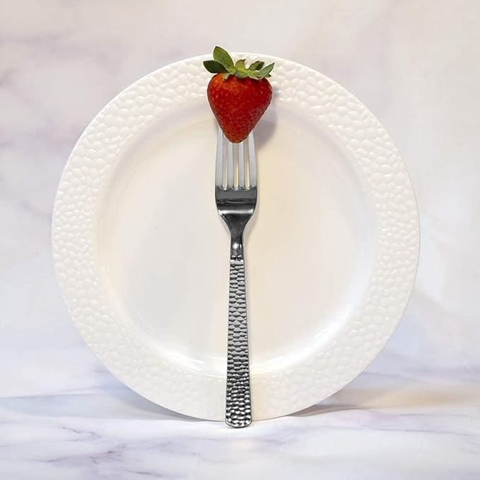 960 Piece Silver Plastic Silverware, Extra Heavyweight Disposable Cutlery Set, Full Size Silver Pebbled Flatware Combo, 480 Forks 240 Spoons 240 Knives, Bulk Party & Wedding Utensils