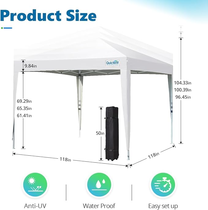 Quictent Easy Pop up Canopy Tent 10'x10' with 4 Detachable Window Sidewalls, One Person Setup, Waterproof Outdoor Portable Vendor Event Tent Shelter Enclosed, Wheeled Bag Included