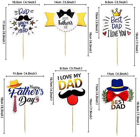 Giga Gud 12pcs Father's Day Cake Topper - Happy Father's Day, Best Dad Ever - Cupcake Topper - Birthday Party Cake Decorations - Plastic, White