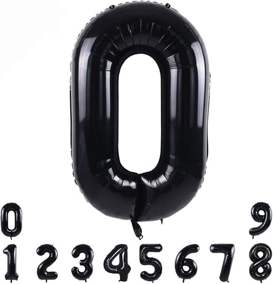 TONIFUL 40 Inch Black Large Numbers 0-9,Number 0 Digital 0 Helium Balloons,Foil Mylar Big Number Balloons for 2026 Graduation New Year Eve Birthday Party supplies Decorations
