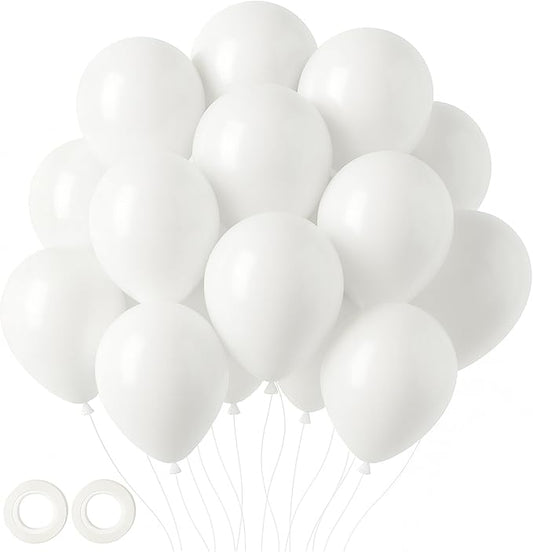 Voircoloria 105pcs White Balloons 12inch Party Balloons for Birthday Baby Shower Graduation Wedding Anniversary Party Decorations