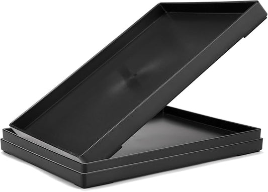 Plastic Serving Tray for Party Supplies Serving Platter for Food Reusable Platters for Catering Snack Fruit Charcuterie Appetizer Hosting Essentials (3pcs Black, 13.8 ×9.8 in)