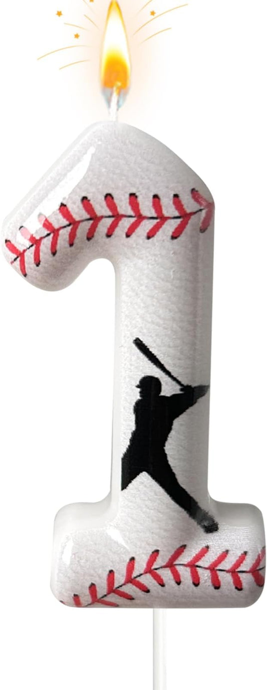 Baseball Birthday Number Candle, Number 1 Candles for Cake Topper, Ideal Birthday Parties Cake Decor, Wedding Anniversary and Other Celebrations (Candle 1)
