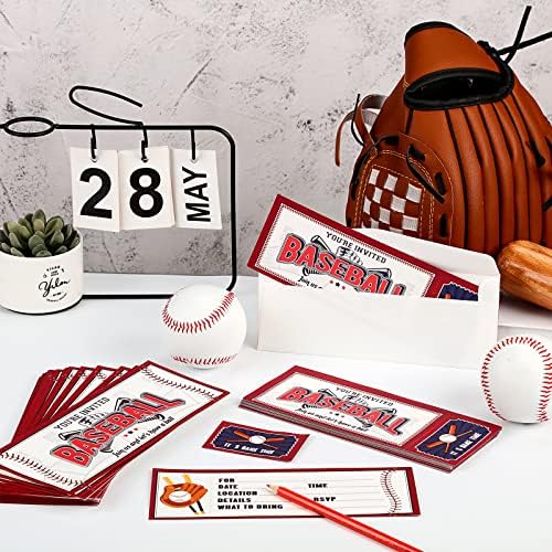 Woanger 50 Pcs Baseball Party Invitations with Envelopes Baseball Birthday Invite Cards 25 Tickets 25 Envelopes for Sports Party Favor Supplies