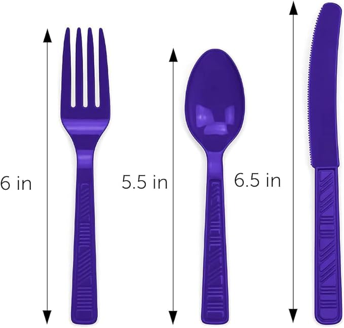 DecorRack Plastic Cutlery Set, Royal Blue Colored Plastic Silverware Sets for Parties, 240 Piece Bulk Heavy Duty Utensils (Royal Blue, 240 Pieces)
