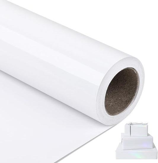 NESCCI White Metallic Wrapping Paper, Solid Color Paper,Gift Wrapping Paper,Perfect for Wedding,Valentine's Day,Birthday, Christmas,Baby Shower,DIY Bouquet (17 Inches X 32.8 Feet)