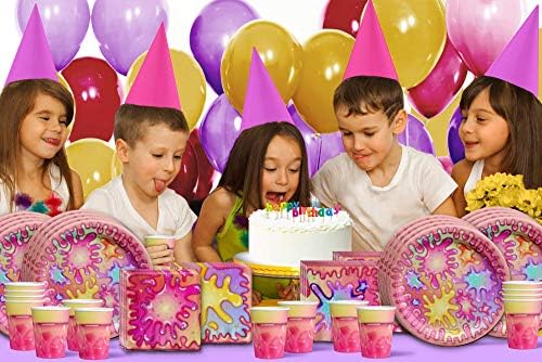 Girl Glitter Slime Making Birthday Party Supplies Set Plates Napkins Cups Tableware Kit for 16