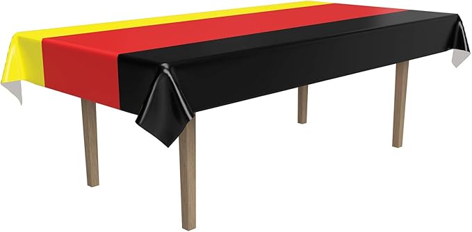 Beistle German Table Cover, 54 by 108-Inch,Black/Red/Yellow