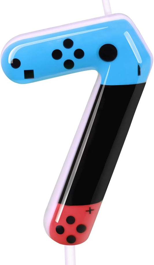 Gaming Candle,Level 7 Number Birthday Cake Candles,7 Birthday Decorations for Boys,7th Birthday Candle Gamepad Birthday Candles,Video Game Controller Themed Kids Birthday Party Supplies (Number 7)