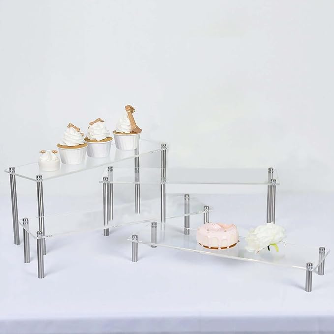 Efavormart Set of 4 | Clear Acrylic Riser, Cupcake Holder Dessert Stand - Assorted Size
