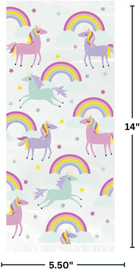 Unique Magical Rainbow & Unicorn Cellophane Gift Bags - Pack of 20 - Perfect for Parties, Treats & Gift Giving