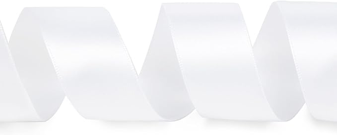 Ribbli Double Faced White Satin Ribbon,1” x Continuous 25 Yards,Use for Bows Bouquet,Gift Wrapping,Floral Arrangement