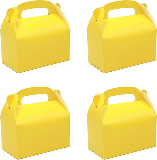 30-Pack Yellow Party Favor Treat Boxes, Goodie Candy Box, Gable Paper Gift Boxes with Handles Perfect for Construction and Chic Yellow Submarine Party Decoration Supplies