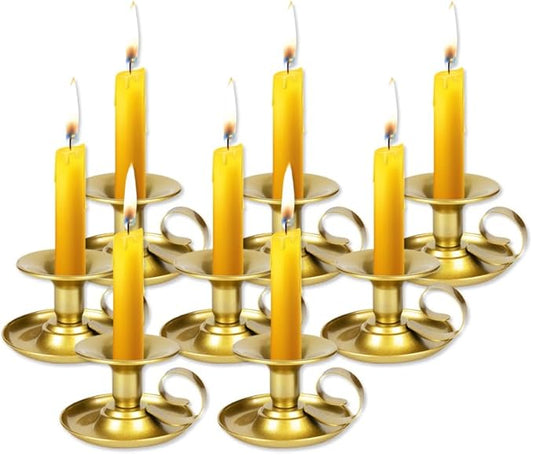 Gold Candlestick Holders – 8 Pack Retro Iron Taper Candle Holders for Wedding Centerpieces, Party, Christmas, Home Table Decor, Birthday Gift