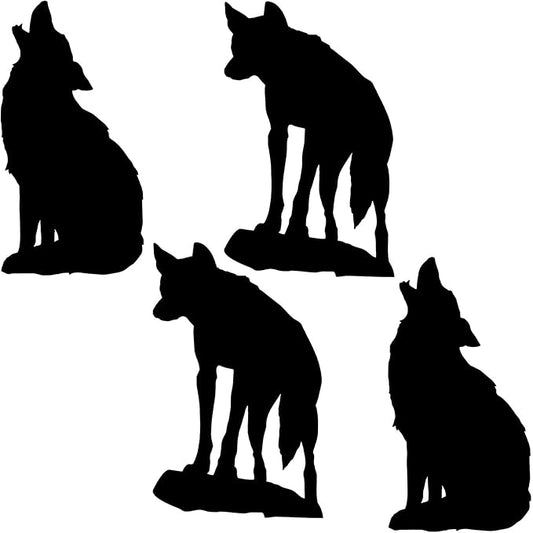 Beistle 4 Piece Black Silhouette Wild West Coyote Cut Outs for Cowboy Party Western Theme Decorations, Made in USA Since 1900