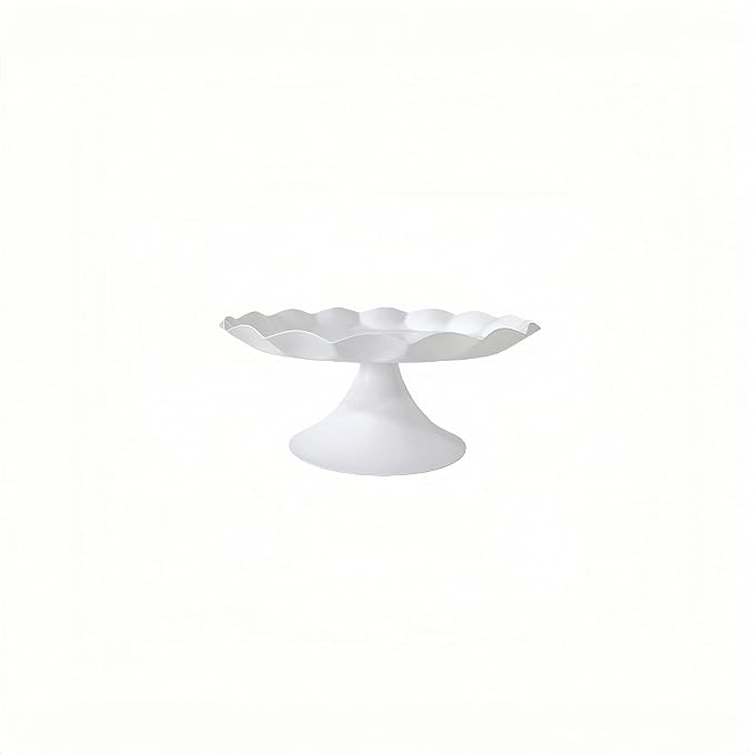 3 Pcs Metal Cake Stand Set, Scalloped Edge Cupcake Tray Dessert Display Platter, Decorative Serving Stand for Wedding, Birthday, Tea Party,Baby Show (White)