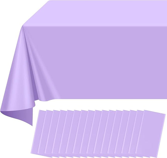 16 Pack Light Purple Plastic Tablecloth for Rectangle Tables, Premium Decorative Lavender Disposable Table Cloths for Parties, Rectangle Party Table Cover for Birthday Wedding Baby Shower, 54x108 Inch