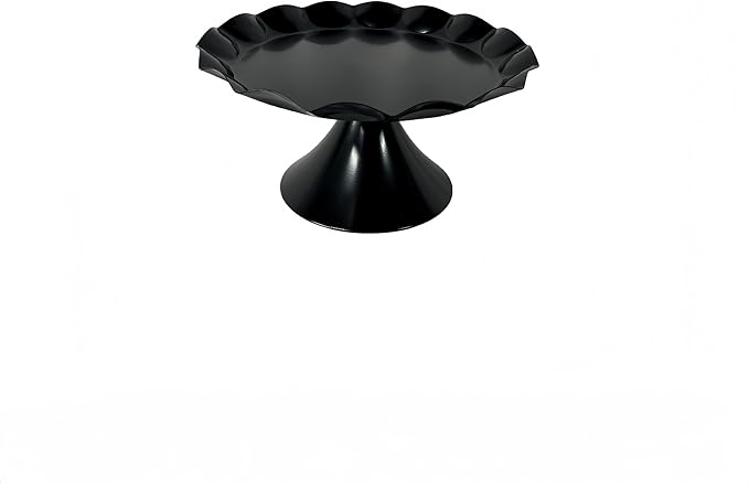 3 Pcs Metal Cake Stand Set, Scalloped Edge Cupcake Tray Dessert Display Platter, Decorative Serving Stand for Wedding, Birthday, Tea Party,Baby Show (Black)
