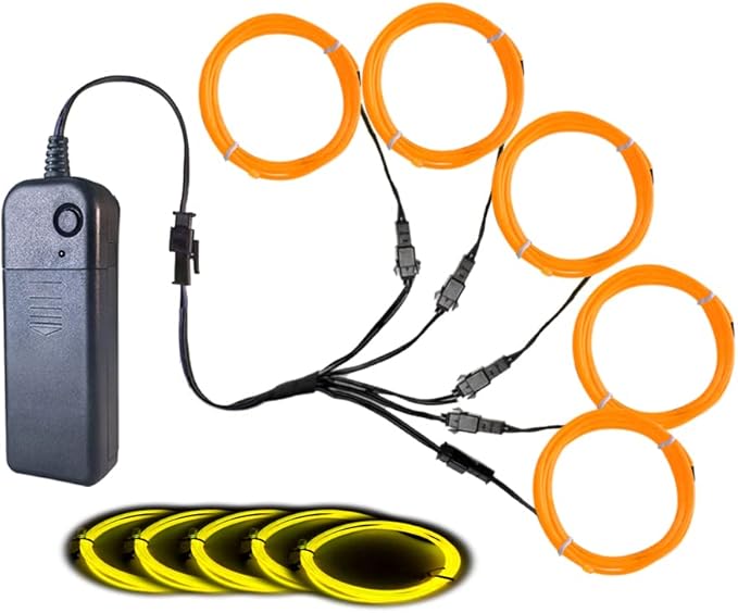 Neon Light 5-in-1 Meter Wire，Portable Battery Pack with Decorative Wire，Suitable for Birthday Parties，Thanksgiving and Other Occasions. (Yellow)