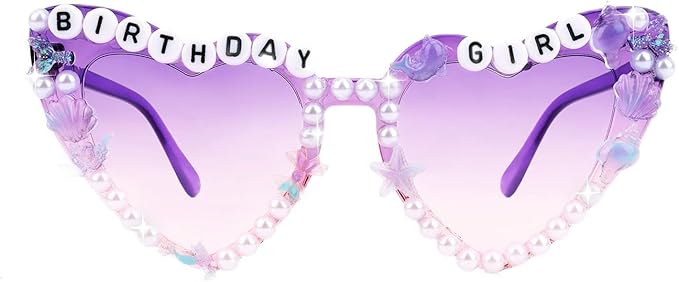 CIEHER Birthday Glasses for Women Girls Rhinestones Birthday Sunglasses Birthday Accessories Party Favors
