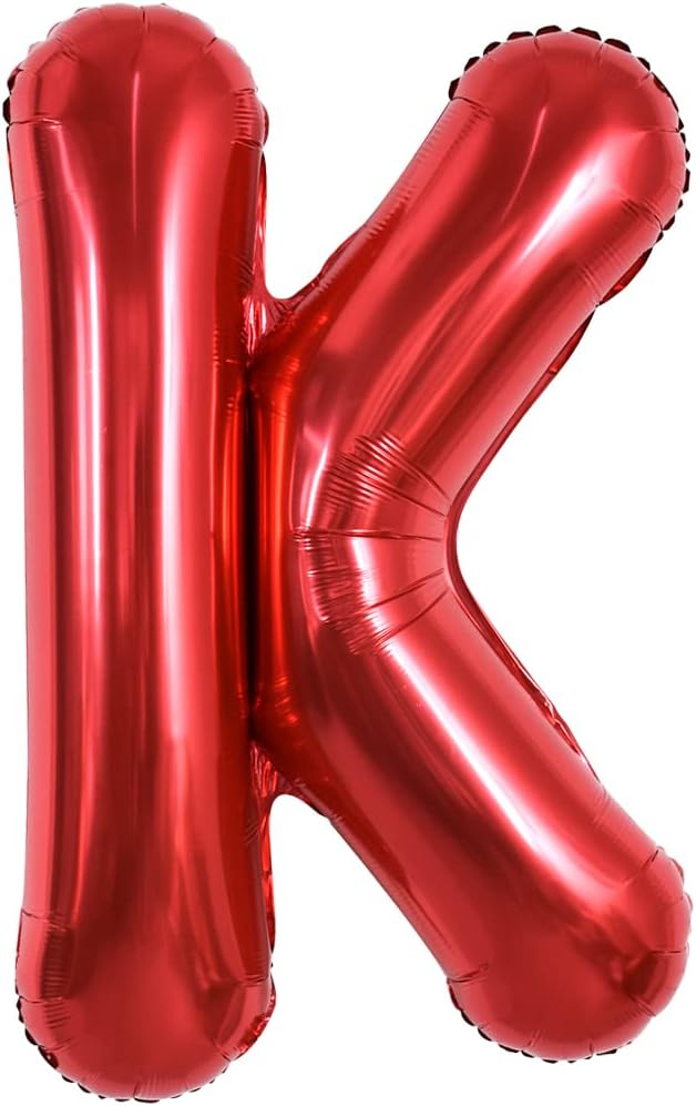 TONIFUL 40 Inch Large Bright Red Letter Balloons A-Z, Giant Jumbo Helium Foil Mylar Big Letter K Balloons for Birthday Party Anniversary Wedding Decorations