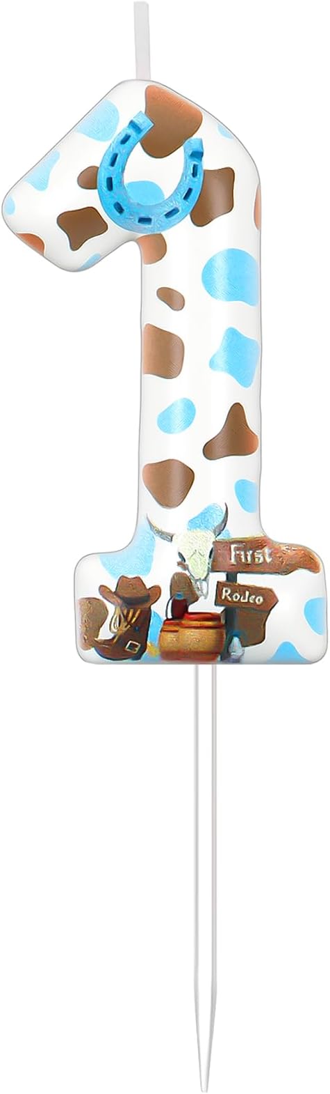 Conelist Cowboy Birthday Number Candle 1, My First Rodeo Cake Topper Pastel Number Candle for Birthday Cake Cowboy 1st Baby Theme Anniversary Celebration Baby Shower Party Decoration Supplies