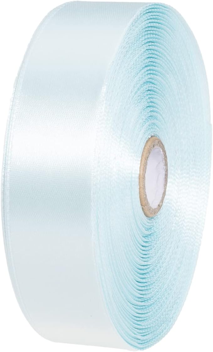 YASEO 1 Inch Light Blue Solid Satin Ribbon, 50 Yards Craft Fabric Ribbon for Gift Wrapping Floral Bouquets Wedding Party Decoration