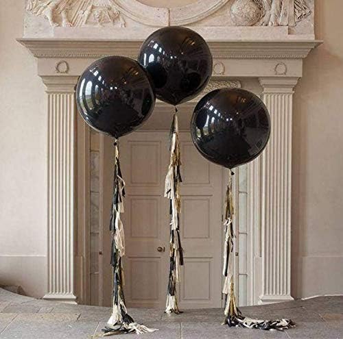 36 Inch Giant Latex Balloons, Standard Black Round Balloons for Birthdays Weddings Receptions Festival Party Decoration, Pack of 10 Pcs