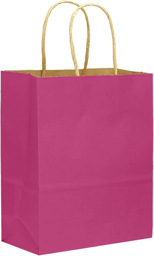 qiqee 32-Packs Rosy Paper Gift Bags with Handles Bulk 8.26"×6"×3.15" Small Size Gift Bags Multiple Use（Small Size）