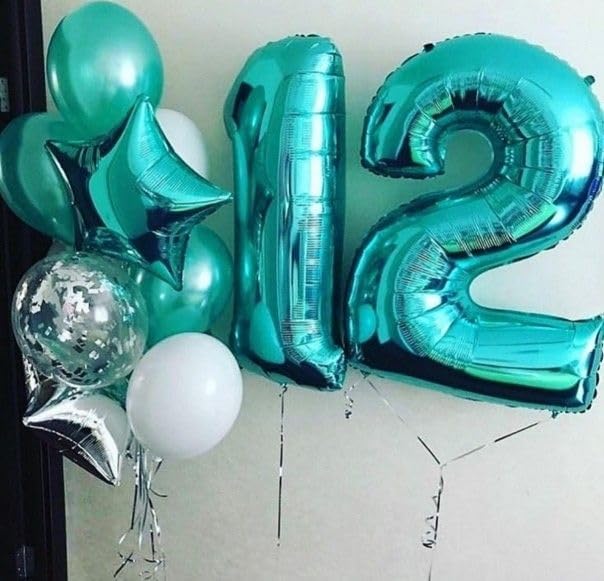 Number Balloons 1, 40 Inch Ballons for Girl Boy 1st 1 11 21 Birthday Decorations Baby Shower Photo Shoot, Blue-green One Balloons