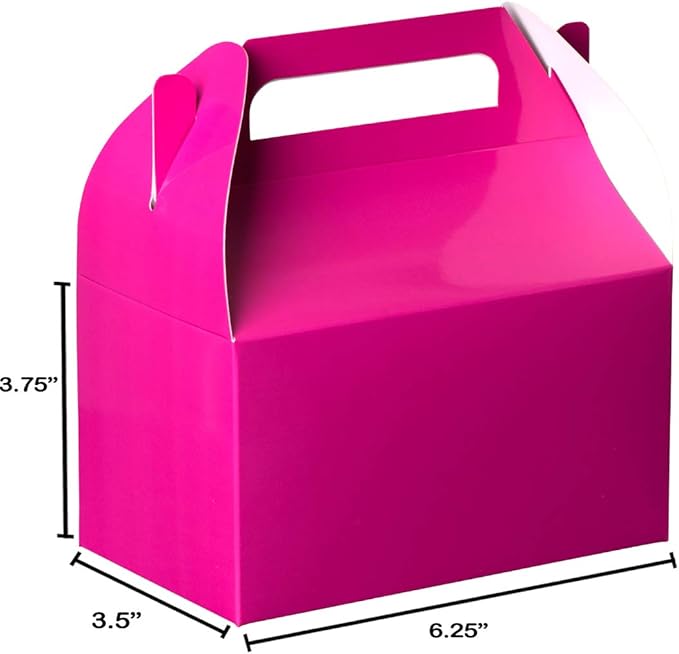 Hammont Candy Boxes Party Favors - 10 Pack Paper Gable Boxes - Ariel Birthday Party Supplies Favor Boxes - Mermaid Birthday Bag & Party Treat Box for Goodies & Gifts –- 6.25" X 3.75" X 3.5" (Pink)