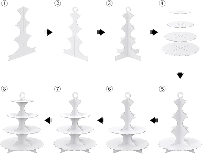 2 Pack 4-Tier Cupcake Stand, White Cardboard Round Dessert Display Tower for Weddings & Parties & Birthday Decoration Supplies